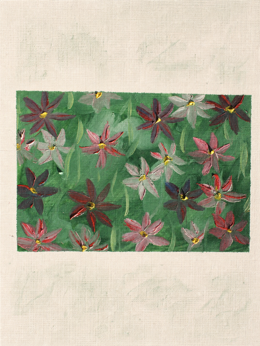 Champ fleuri — gouache et acrylique sur papier